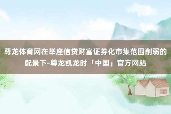 尊龙体育网在举座信贷财富证券化市集范围削弱的配景下-尊龙凯龙时「中国」官方网站