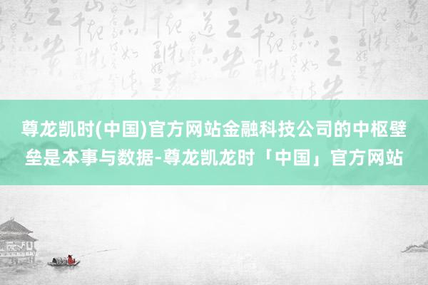 尊龙凯时(中国)官方网站金融科技公司的中枢壁垒是本事与数据-尊龙凯龙时「中国」官方网站