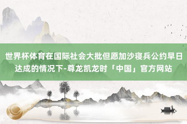 世界杯体育在国际社会大批但愿加沙寝兵公约早日达成的情况下-尊龙凯龙时「中国」官方网站