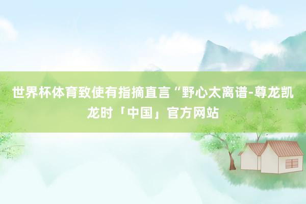 世界杯体育致使有指摘直言“野心太离谱-尊龙凯龙时「中国」官方网站