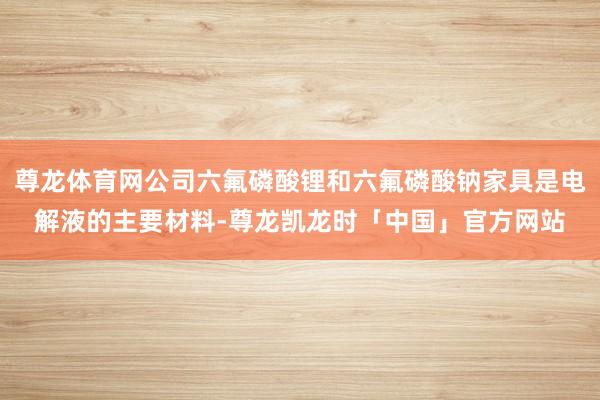 尊龙体育网公司六氟磷酸锂和六氟磷酸钠家具是电解液的主要材料-尊龙凯龙时「中国」官方网站